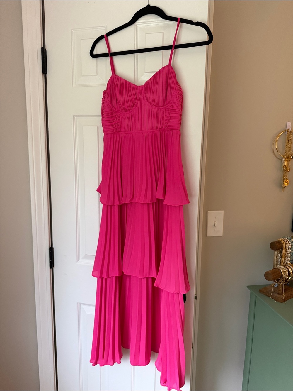 Lulus Bright Pink Tiered Pleated Maxi Dress - Women's